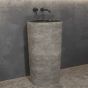 PEDESTAL BASIN RIVER STONE OUTSIDE BURNED PNRB GREY Ø400x900mm