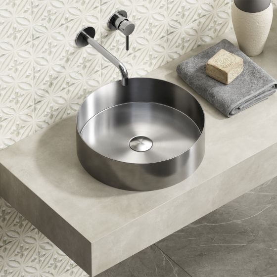 SELF STANDING BASIN VALVE FLEX. BB6802-BS VENUS BRUSHED STEEL 380x380x110mm