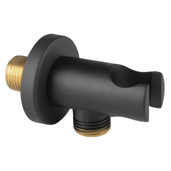 SHOWER OUTLET & SUPPORT BLACK PKN14BL ROUND