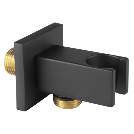 SHOWER OUTLET & SUPPORT BLACK PKN15BL SQUARE