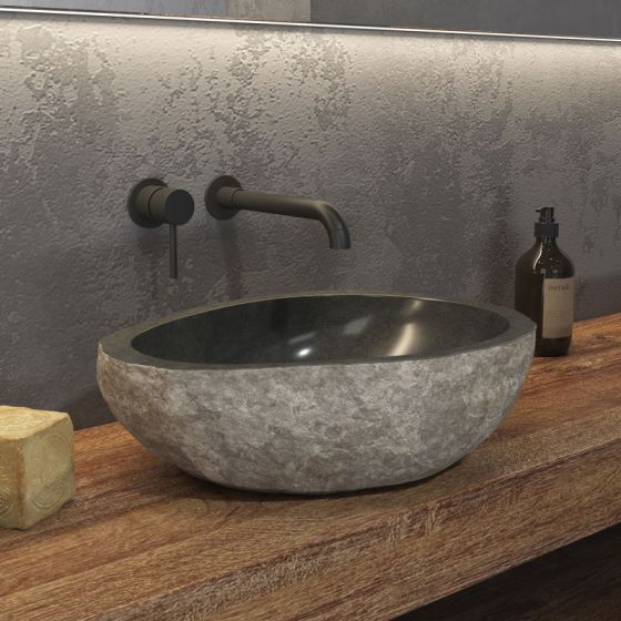 SELF STANDING BASIN RIVER STONE NRS3 GREY Ø400-450x150mm